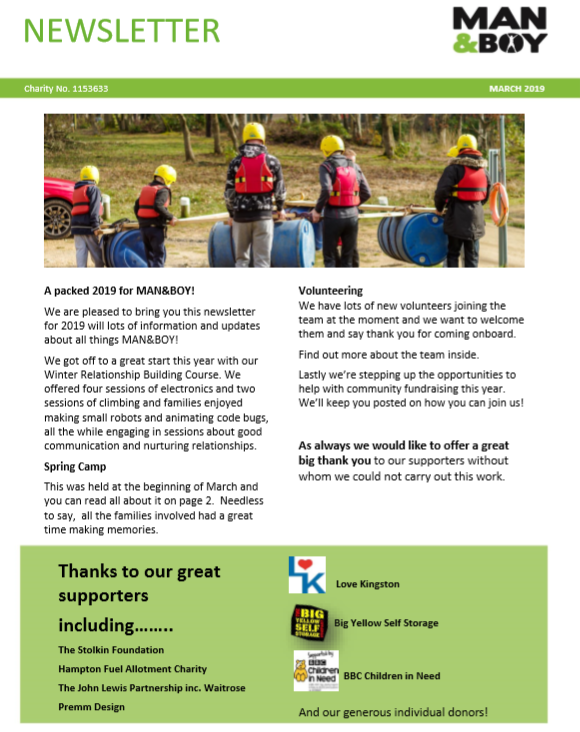 Man and Boy news image - MAN&BOY Spring Newsletter 2019